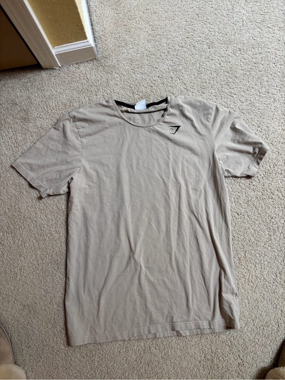 Gymshark Men’s Crew Tee in Beige with Black Logo